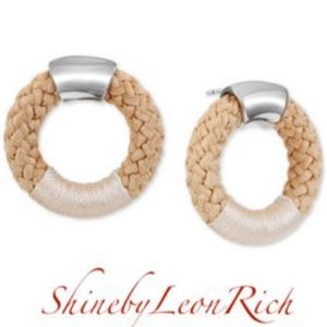 Alfani Silver-Tone Braided Rope Doorknocker Drop Earrings